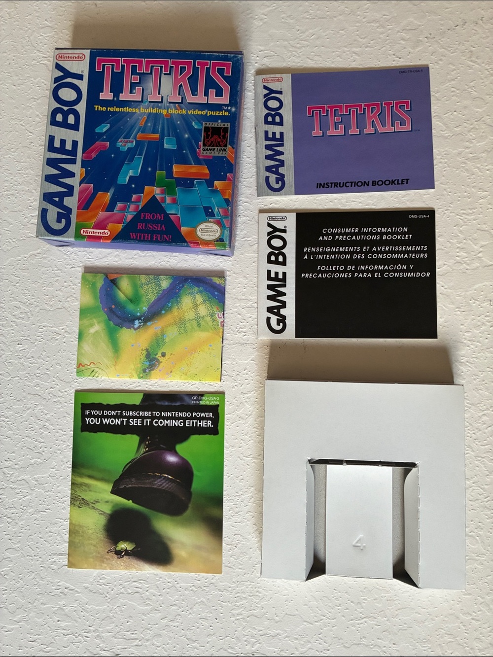 Nintendo Tetris Game Boy Box - Blue with Multicolor Blocks NO GAME - Picture 3 of 3